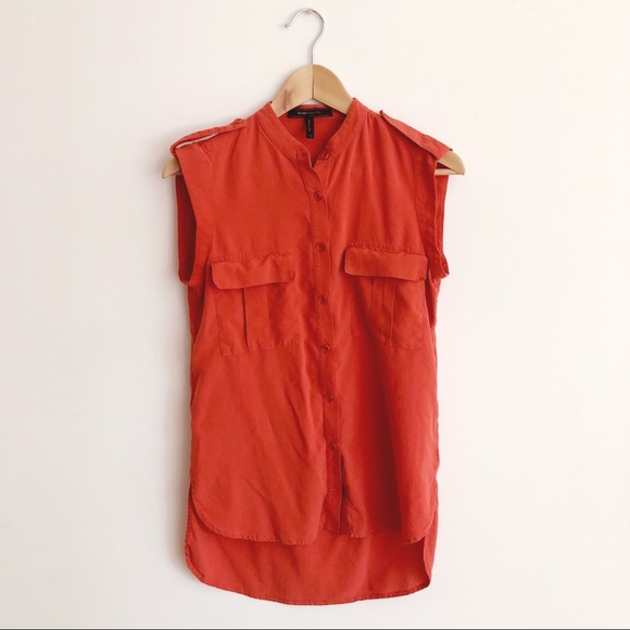 BCBGMaxAzria Tops - BCBGMAXAZRIA Jennan Silk Cargo Top in Pomegranate